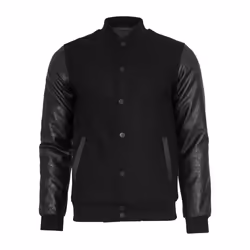 Urban Classics TB201, Bomber, Male, Adult, 3 pockets, Faux leather, Polyester, Viscose, Wool, Black