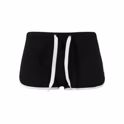 Urban Classics Ladies French Terry Hotpants, Female, Adult, Black, White, XL, Mini length, Legless
