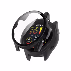 For Garmin Forerunner 265S PC + Tempered Glass Film Integrated Watch Protective Case(Black)