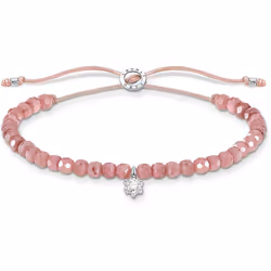 Thomas Sabo 925 Sterling Silver Pink Pearl Bracelet with White Stone 13-20cm Length