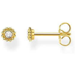 Thomas Sabo Women's Single Stud Earrings Flower White Stone Gold 925 Sterling Silver