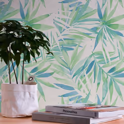AS Creation Tropical Leaf Green & Blue Wallpaper Vibrant Paste The Wall Vinyl