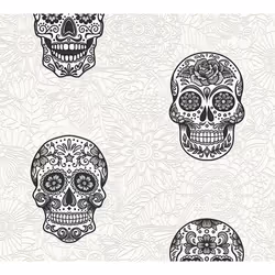 AS Creation Gothic Skull Wallpaper 35817-1 White Black