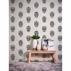 AS Creation Gothic Skull Wallpaper 35817-1 White Black