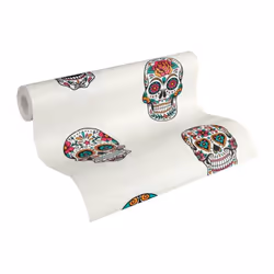 AS Creation Club Tropicana Skulls White Wallpaper 35817-2