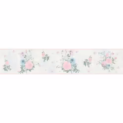 AS Creation Floral Stripes Light Blue Wallpaper Border Flowers Textured 5mx13cm