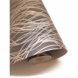 Black Rose Gold Ribbon Stripe Wave Glitter Metallic Vinyl Wallpaper Embossed