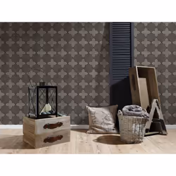 AS Creation New Walls Moroccan Tiles Charcoal Wallpaper 37421-3