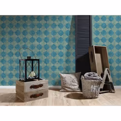 AS Creation New Walls Moroccan Tiles Green Wallpaper 37421-4