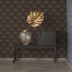 AS Creation Art Deco Fan Arches Black Gold Wallpaper Metallic Effect Textured