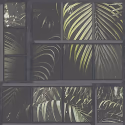 AS Creation Tropical Jungle Palm Tree Leaf Leaves Tiles Wallpaper Vinyl Textured - Dark Green Black 37740-3