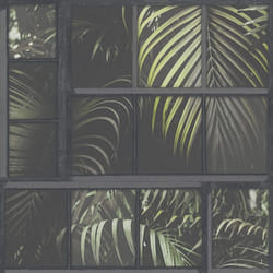 AS Creation Tropical Jungle Palm Tree Leaf Leaves Tiles Wallpaper Vinyl Textured - Dark Green Black 37740-3