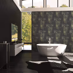 AS Creation Tropical Jungle Palm Tree Leaf Leaves Tiles Wallpaper Vinyl Textured - Dark Green Black 37740-3
