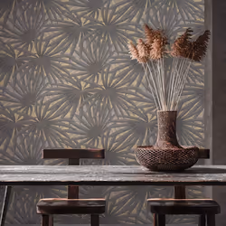AS Creation Tropical Jungle Forest Leaf Leaves Wallpaper Textured Metallic Vinyl - Grey Gold 37861-1