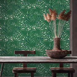 AS Creation Tropical Jungle Forest Leaf Leaves Wallpaper Textured Metallic Vinyl - Green White 37861-3