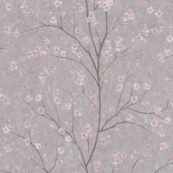 AS Creation Cherry Blossom Floral Flowers Trail Wallpaper Vinyl Texture Embossed Grey Pink Beige 37912-2