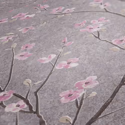AS Creation Cherry Blossom Floral Flowers Trail Wallpaper Vinyl Texture Embossed Grey Pink Beige 37912-2