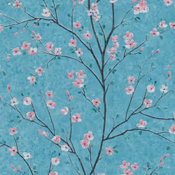 Cherry Blossom Grey Or Teal Metropolitan Stories Vinyl Wallpaper Mio Tokyo