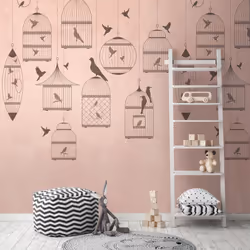 AS Creation Bird Cage Pink Wallpaper Feature Wall Mural 159 x 280cm