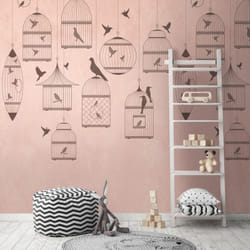 AS Creation Bird Cage Pink Wallpaper Feature Wall Mural 159 x 280cm