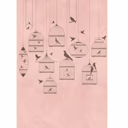 AS Creation Bird Cage Pink Wallpaper Feature Wall Mural 159 x 280cm