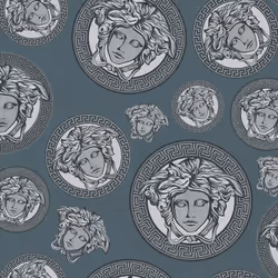 Versace Plate Metallic Wallpaper Green Silver Vinyl Paste Wall Textured
