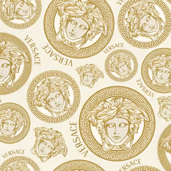 Versace Plate Metallic Wallpaper White Gold Vinyl Paste Wall Textured
