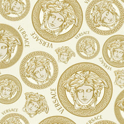 Versace Plate Metallic Wallpaper White Gold Vinyl Paste Wall Textured