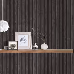 AS Creation Wooden Slats 3D Panel Wallpaper - Charcoal Black 39109-4