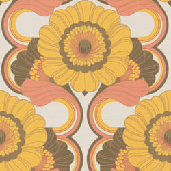 AS Creation 70's Retro Floral Chic Brown Wallpaper Textured Paste The Wall