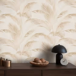 AS Creation Michalsky Palm Leaf Metallic Wallpaper - Cream Beige Brown 39980-1