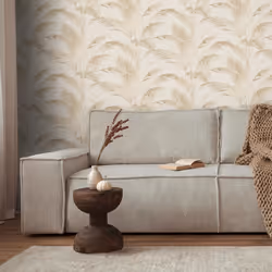 AS Creation Michalsky Palm Leaf Metallic Wallpaper - Cream Beige Brown 39980-1