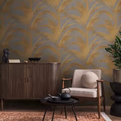 AS Creation Michalsky Palm Leaf Metallic Wallpaper - Grey Gold 39980-4