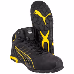 ) Puma Safety Amsterdam Mid Leather Black Safety Boots - Black, 7 (Adults'
