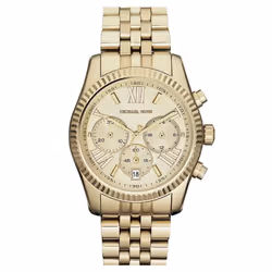 Michael Kors Ladies Lexington Chronograph Watch Gold PVD Stainless Steel Case and Bracelet Gold Dial MK5556