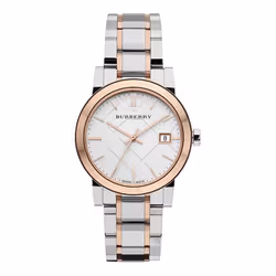 BURBERRY BU9105 Two Tone Rose Gold Stainless Steel Bracelet Ladies Watch