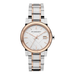 BURBERRY BU9105 Two Tone Rose Gold Stainless Steel Bracelet Ladies Watch