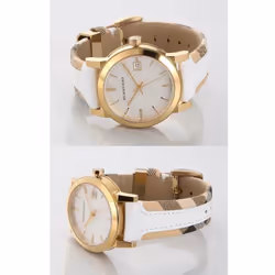 Burberry BU9110 Leather White Large Check Women's Watch