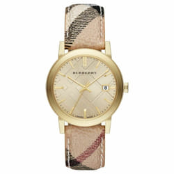 Burberry The City Unisex Watch BU9026|Champagne Stamp Dial|Haymarket Check Strap