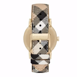 Burberry The City Unisex Watch BU9026|Champagne Stamp Dial|Haymarket Check Strap
