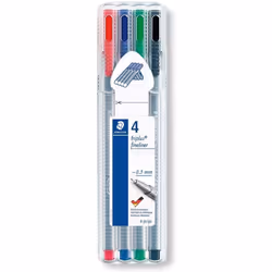 Staedtler 334 Triplus Fineliner Superfine Point Pens, 0.3 mm, Assorted Colours, Pack of 4