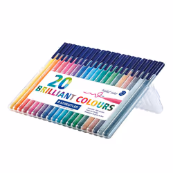 Staedtler 323 SB20 Triplus Colour Fibre-Tip Pen - Assorted Colours, Pack of 20