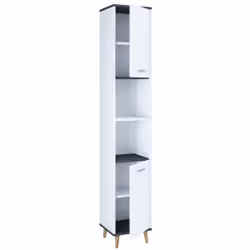 VCM Morgenthaler Landos, White, Anthracite, Free standing, 5 shelves, 2 door(s), Hinged door, Silver