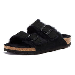 Birkenstock Arizona Fur Black Sandals - Black, UK 4.5