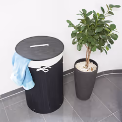 Relaxdays Round Bamboo Hamper