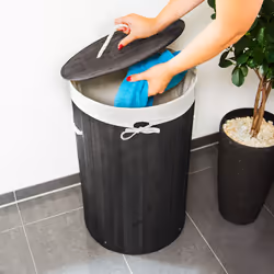Relaxdays Round Bamboo Hamper