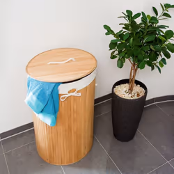 Relaxdays Round Bamboo Hamper