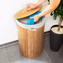 Relaxdays Round Bamboo Hamper