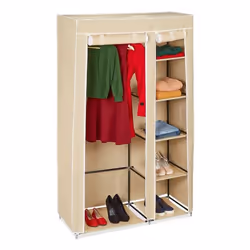 Relaxdays Canvas Wardrobe with Clothes Rail, Black, Closet, 5 shelves, 2 door(s), 1070 mm, 425 mm