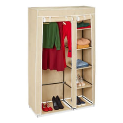 Relaxdays Canvas Wardrobe with Clothes Rail